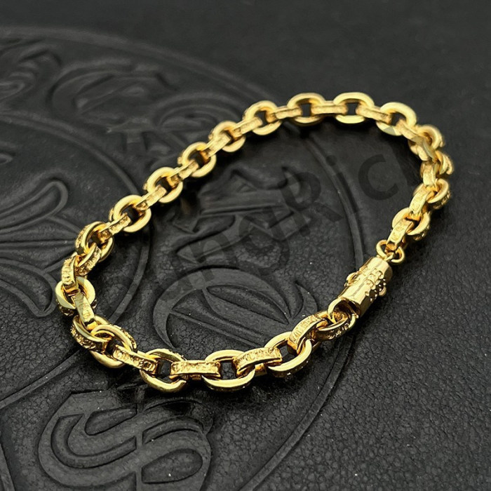 [50% Off]1:1 quality version Pure Silver Gold Plated Cuban Monogrammed Crucifix Bracelet 25714790