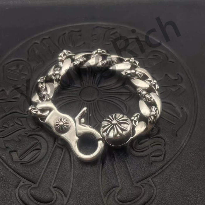 1:1 quality version Pure Silver Lobster Clasp Cross Large Bracelet