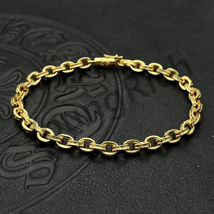 [50% Off]1:1 quality version Pure Silver Gold Plated Cuban Monogrammed Crucifix Bracelet 25714790