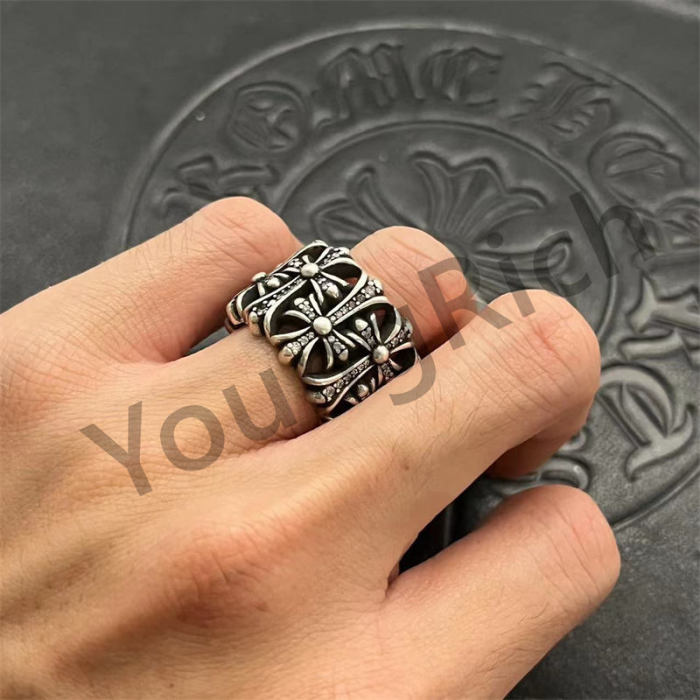 CH Vintage Cross Cross Flower Tomb Sword Hexagram Ring 26 colors