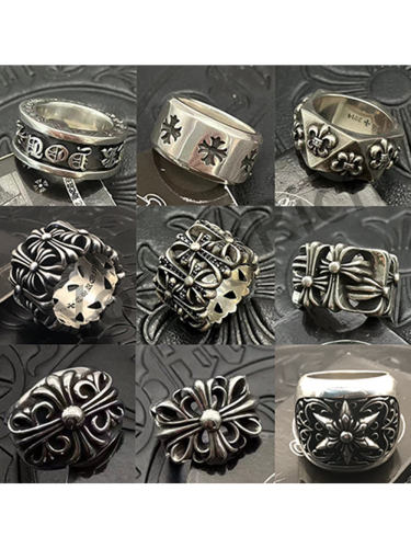 CH Vintage Cross Cross Flower Tomb Sword Hexagram Ring 26 colors