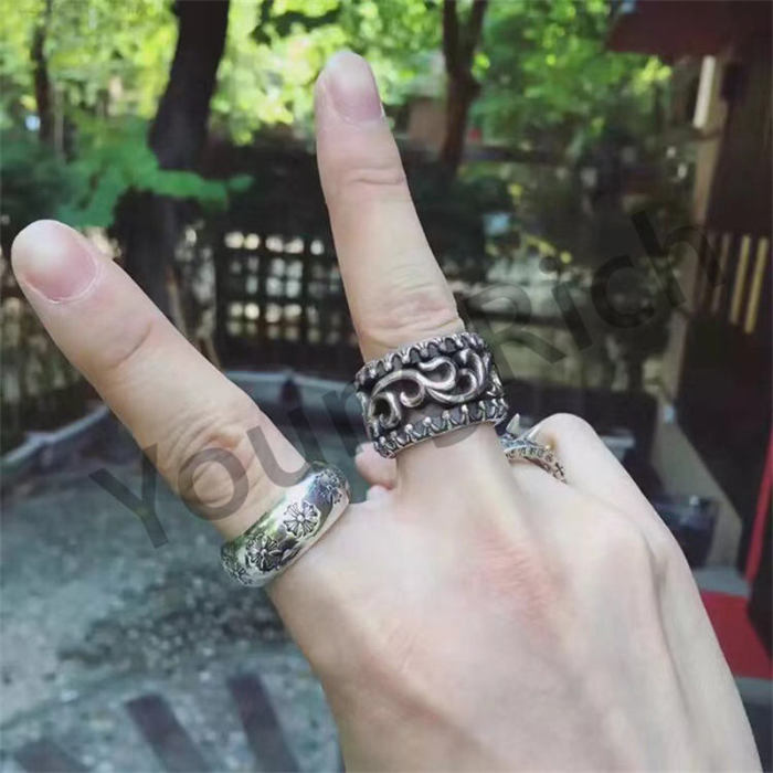 CH Vintage Cross Cross Flower Tomb Sword Hexagram Ring 26 colors
