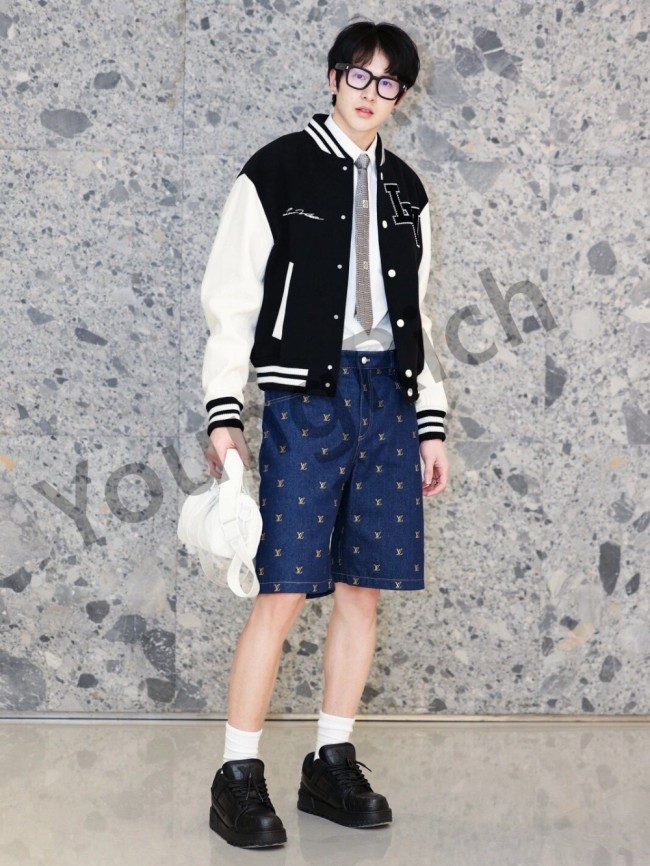 1:1 quality version Embroidered Logo Denim Shorts