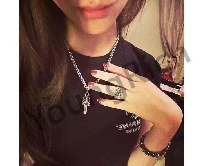 1:1 quality version Pure Silver Reversible Sword Letter Chain Necklace
