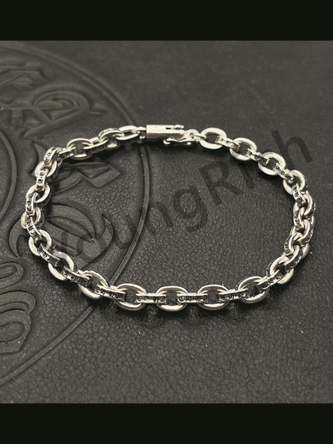 Pure Silver Fine Letter Insert Aged Cuban Bracelet