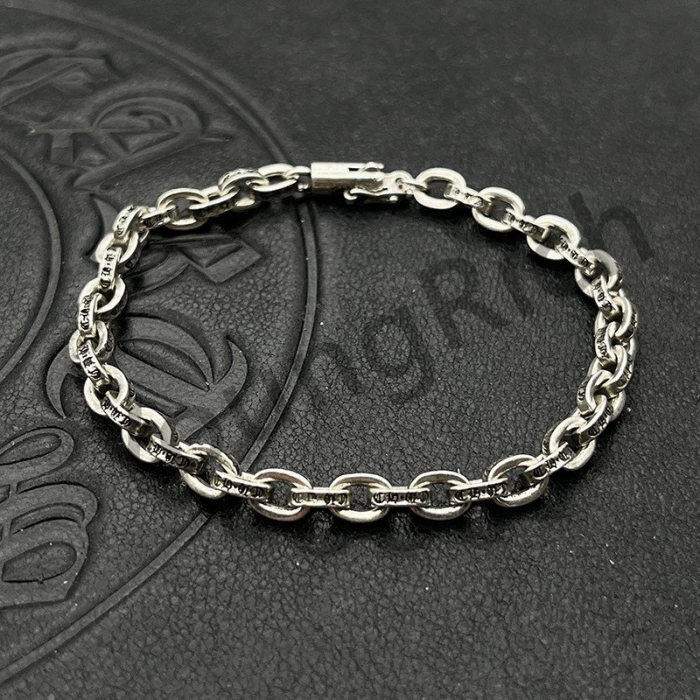Pure Silver Fine Letter Insert Aged Cuban Bracelet