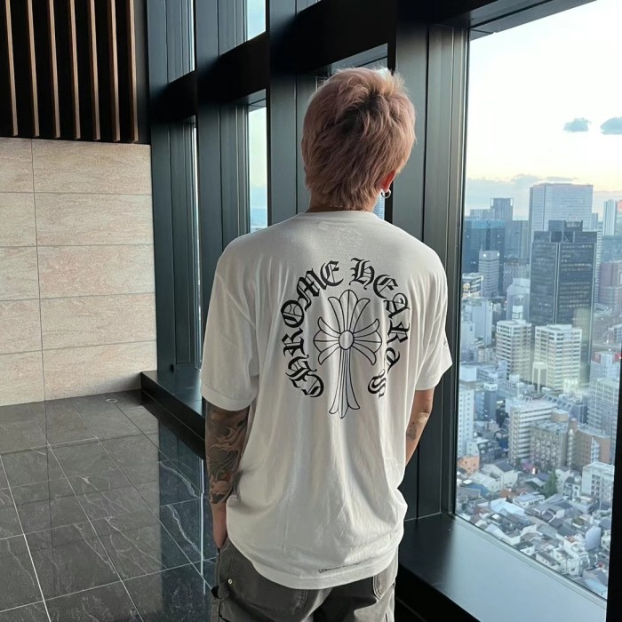 1:1 quality version Cross Sanskrit Round Neck tee 2 colors