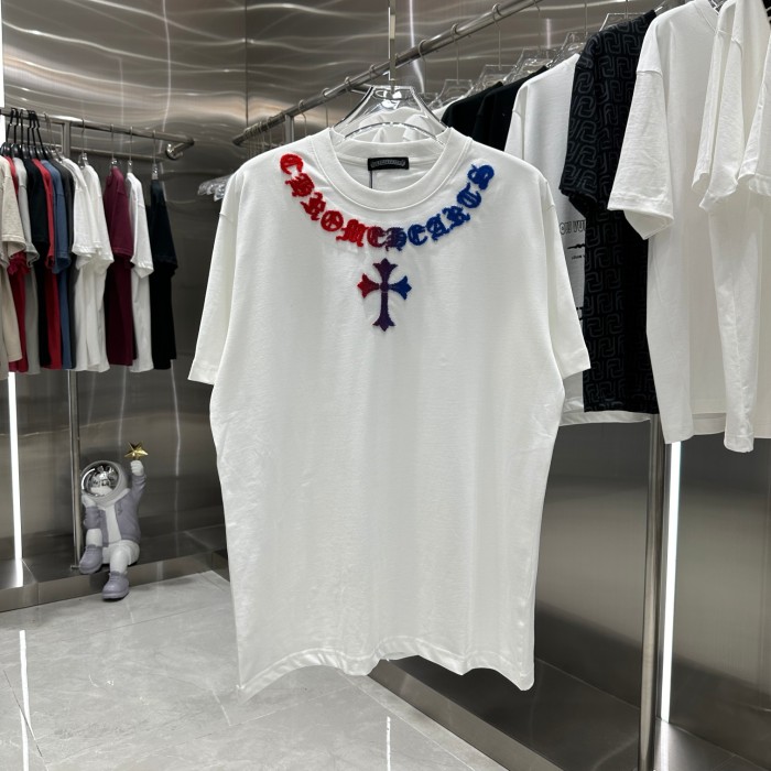 1:1 quality version Neckline Cross Letter tee 2 colors