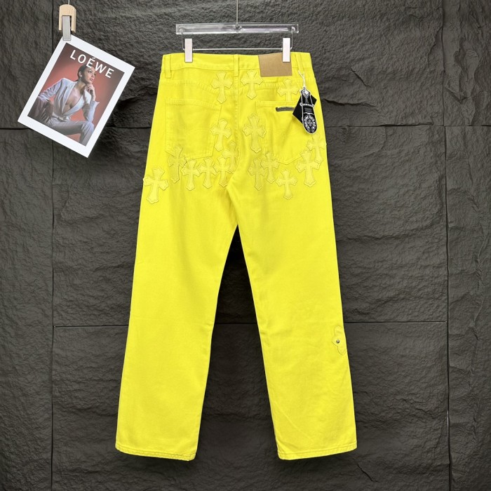 Crisscross Patch Leather Wash Jeans