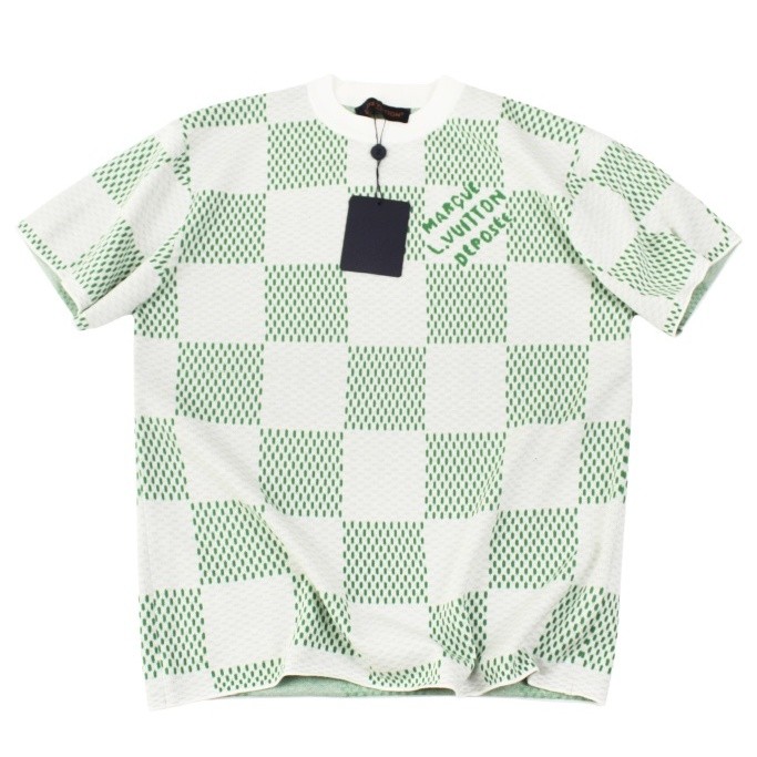 1:1 quality version Checkered Jacquard Woolen tee 2 colors