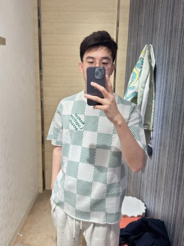 1:1 quality version Checkered Jacquard Woolen tee 2 colors