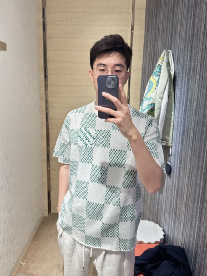 1:1 quality version Checkered Jacquard Woolen tee 2 colors