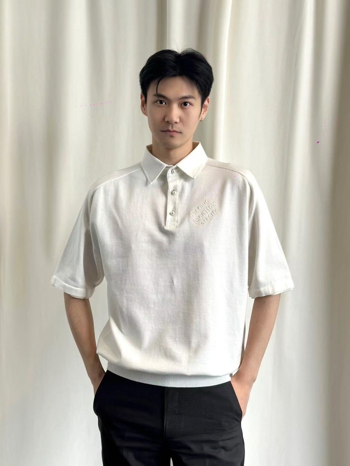 1:1 quality version Embroidered cotton blend tee polo shirt 2 colors