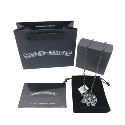 Black and Silver Double Cross Necklace