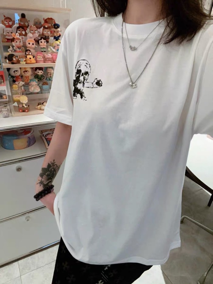 1:1 quality version Round Skull Print tee 2 colors