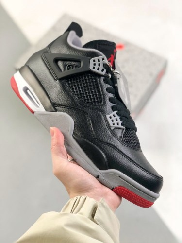 Generation 4 Cowhide Black and Red Basketball Shoes