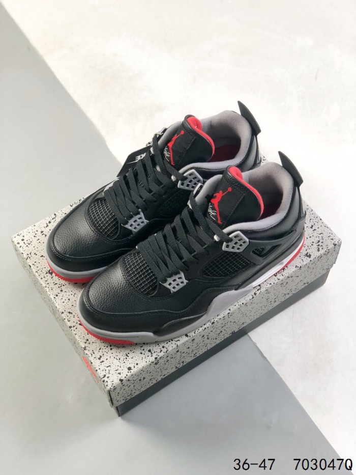 Generation 4 Cowhide Black and Red Basketball Shoes