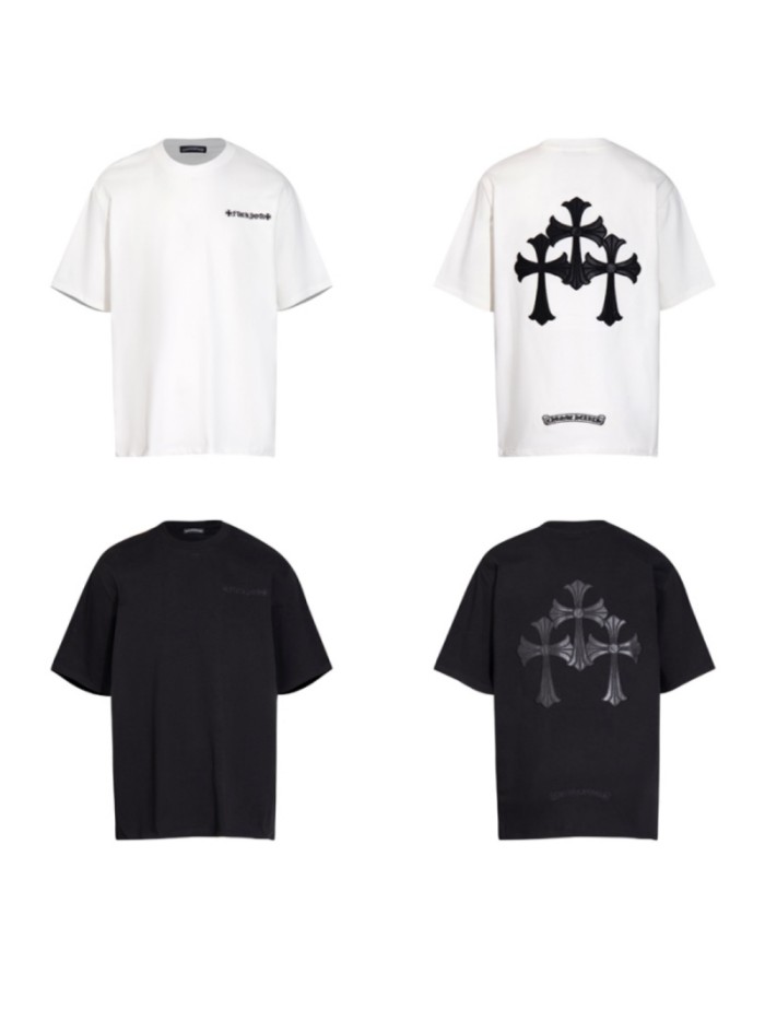 Patchwork Leather Cross tee 2 colors