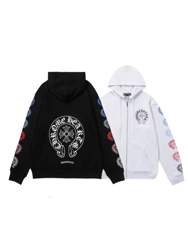  Colorful Horseshoe Loop Zipper Sweatshirt