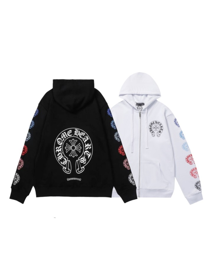  Colorful Horseshoe Loop Zipper Sweatshirt