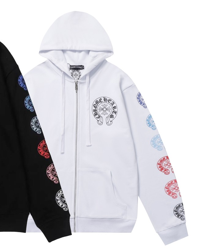  Colorful Horseshoe Loop Zipper Sweatshirt