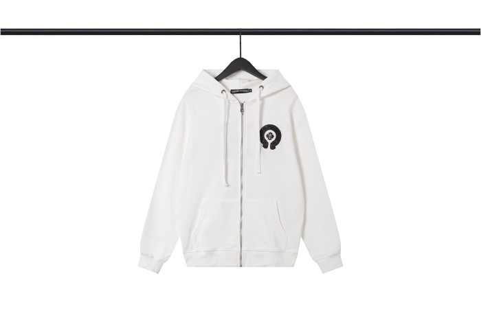 [50% Off]Patchwork Leather Cross Embroidered Zipper Hooded Sweatshirt 2 colors