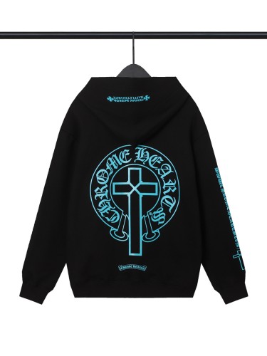  Horseshoe Cross Hooded Sweatshirt Blue
