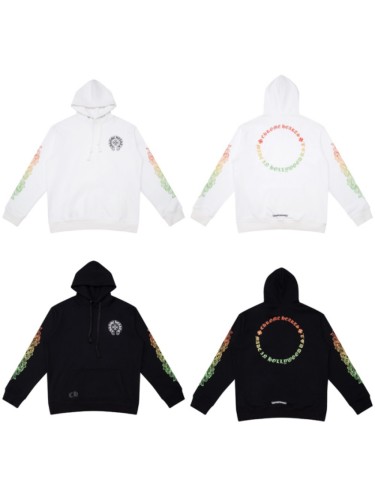 Yellow and Green Gradient Letter Horseshoe Hooded Sweatshirt 2 colors