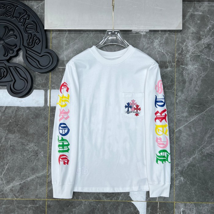 Classic Colorful Phantom Cross Letter Flower Arm Long Sleeve T-Shirt 2 colors