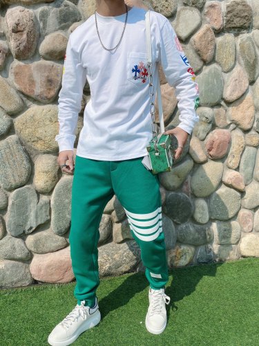 Classic Colorful Phantom Cross Letter Flower Arm Long Sleeve T-Shirt 2 colors