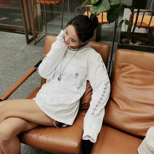 Cross logo printed all over the left sleeve Long sleeve T-shirt 2 colors