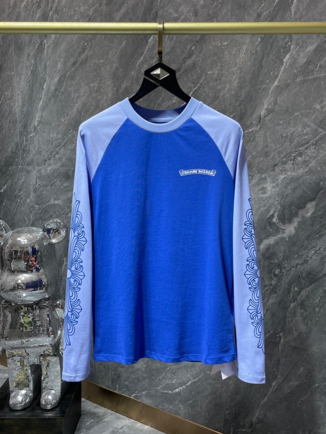 Klein Blue patchwork arm cross long sleeve T-shirt