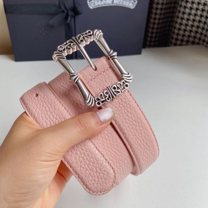 1:1 quality version Classic Vine Silver Plated Sterling Brass Square Buckle Leather Belt 4 colors【Width 3.0 cm】