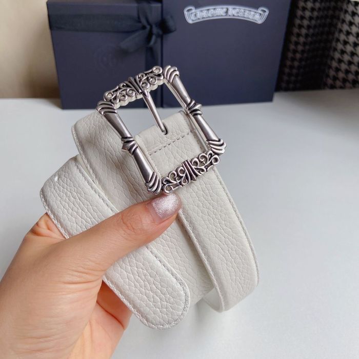 1:1 quality version Classic Vine Silver Plated Sterling Brass Square Buckle Leather Belt 4 colors【Width 3.0 cm】