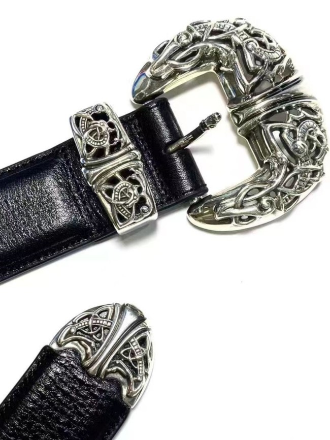 1:1 quality version Cat's Claw Pure Copper Silver Plated Pin Buckle Leather Belt【Width 3.0 cm】