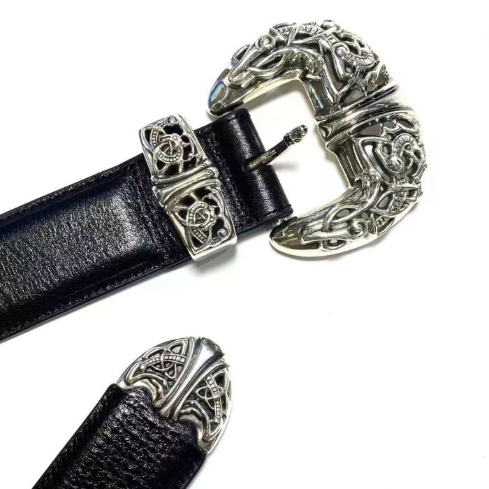 1:1 quality version Cat's Claw Pure Copper Silver Plated Pin Buckle Leather Belt【Width 3.0 cm】