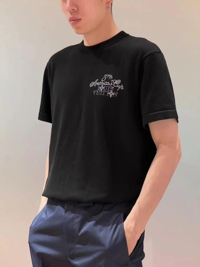 1:1 quality version Rhinestone Letter tee