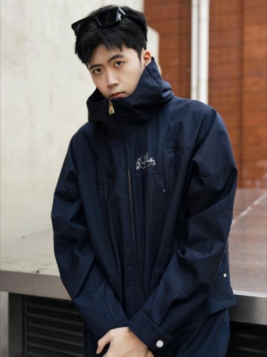 1:1 quality version Hooded Chest Monogrammed Punch Jacket