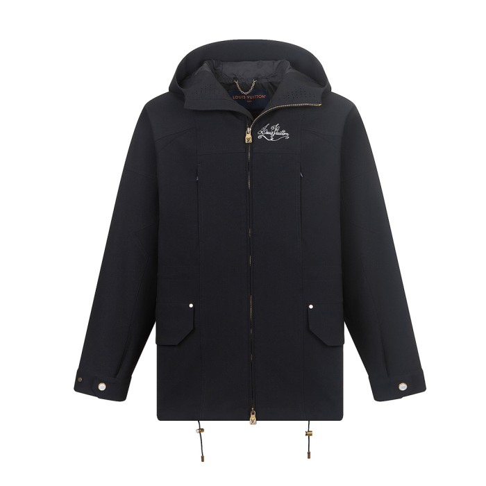 1:1 quality version Hooded Chest Monogrammed Punch Jacket