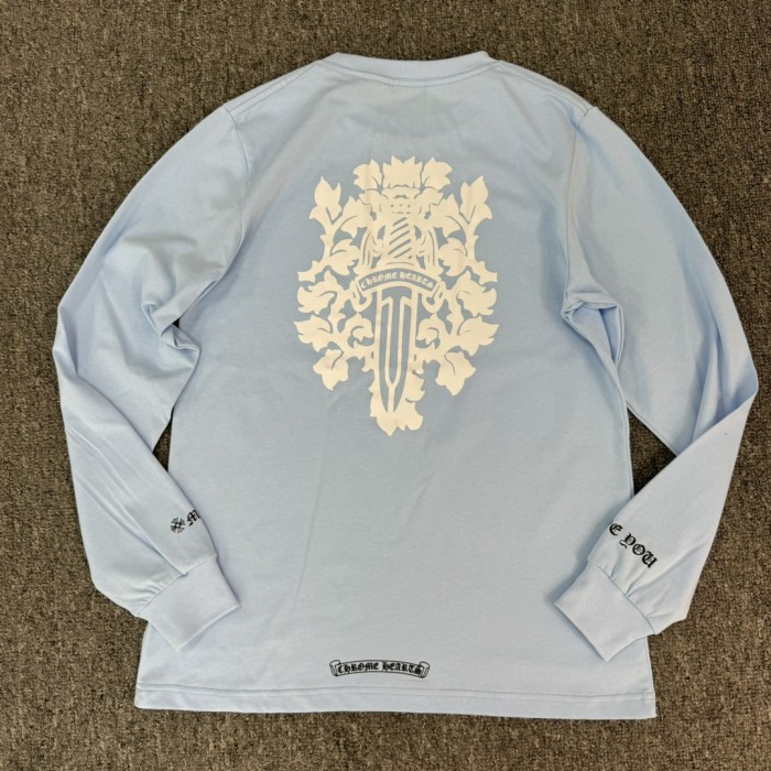 1:1 quality version White Big Sword Printed Loose Long Sleeve T-Shirt