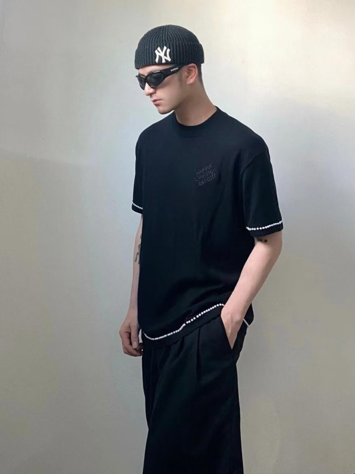 1:1 quality version Beaded Embroidery Logo Round Neck tee