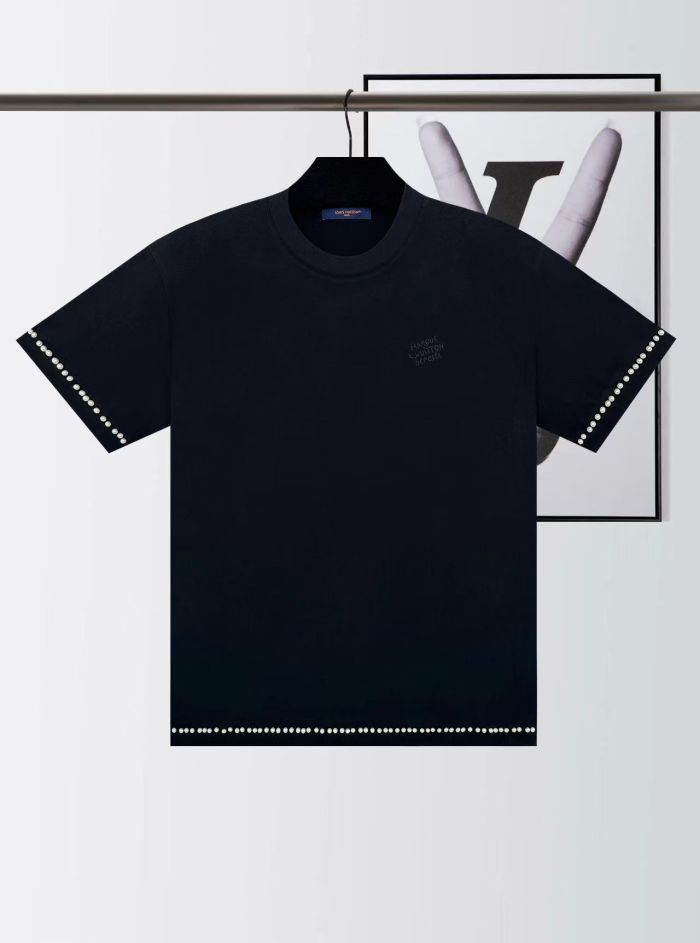 1:1 quality version Beaded Embroidery Logo Round Neck tee