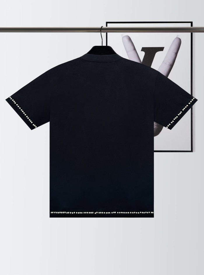 1:1 quality version Beaded Embroidery Logo Round Neck tee