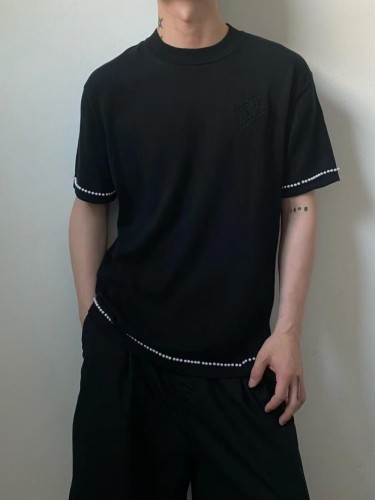 1:1 quality version Beaded Embroidery Logo Round Neck tee