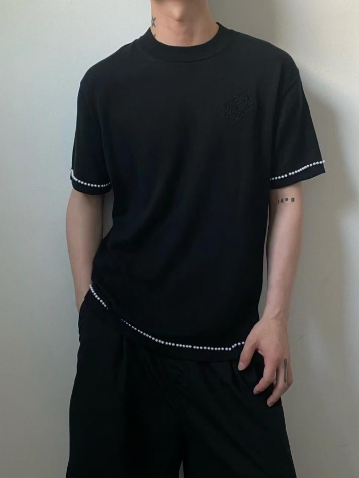 1:1 quality version Beaded Embroidery Logo Round Neck tee