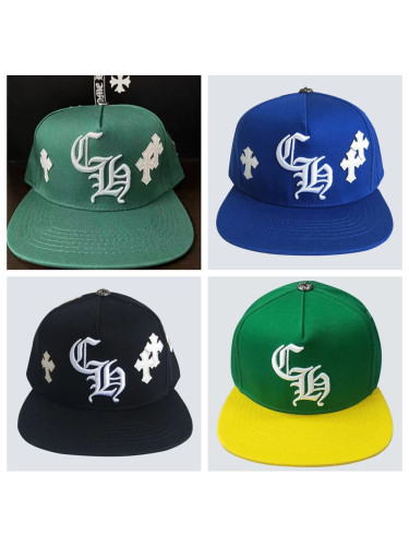 embroidered logo flat brim cap 4 colors