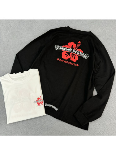 1:1 quality version Hawaii Limited Little Red Flower Print Long Sleeve T-Shirt 2 COLORS