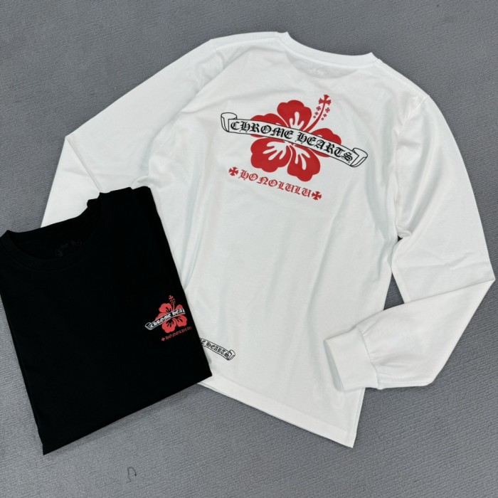 1:1 quality version Hawaii Limited Little Red Flower Print Long Sleeve T-Shirt 2 COLORS
