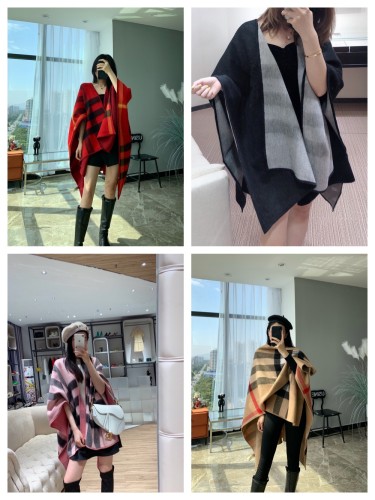1:1 quality version Large plaid Reversible cashmere shawl cape 4 colors for girls