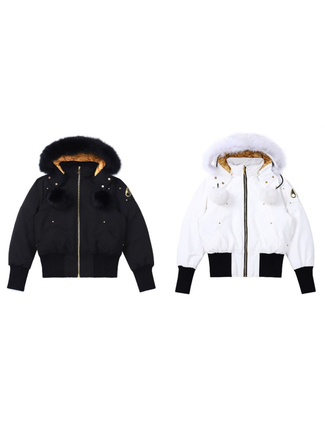 1:1 quality version Gold LOGO standard cold-resistant down jacket with Fur Balls 2 colors